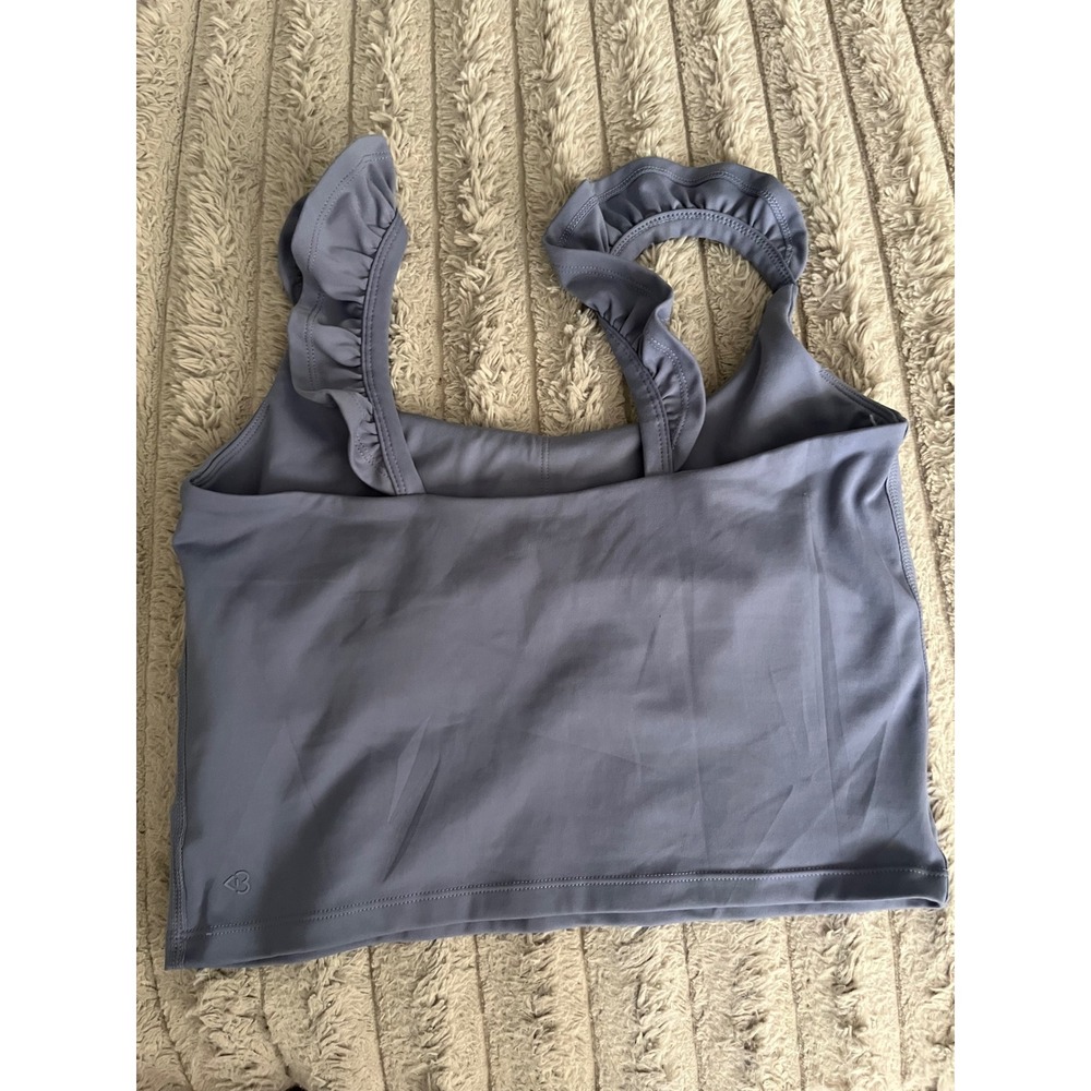 Blogilates Ruffle Strap Sports Bra Periwinkle Blue Large Recycled Activewear - Picture 2 of 4